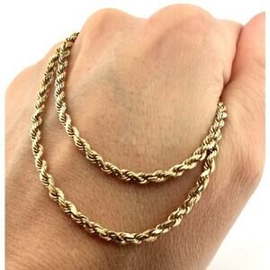 14k Solid Yellow Gold 15.6grams Twisted Rope Chain Necklace